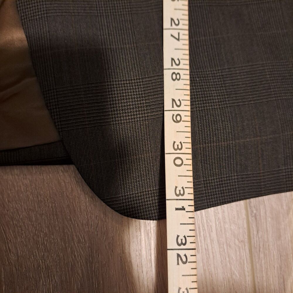 Chaps Ralph Lauren Mens Glen Plaid Wool Blazer Sport Coat Vintage 44S Gray Brown - Picture 11 of 16